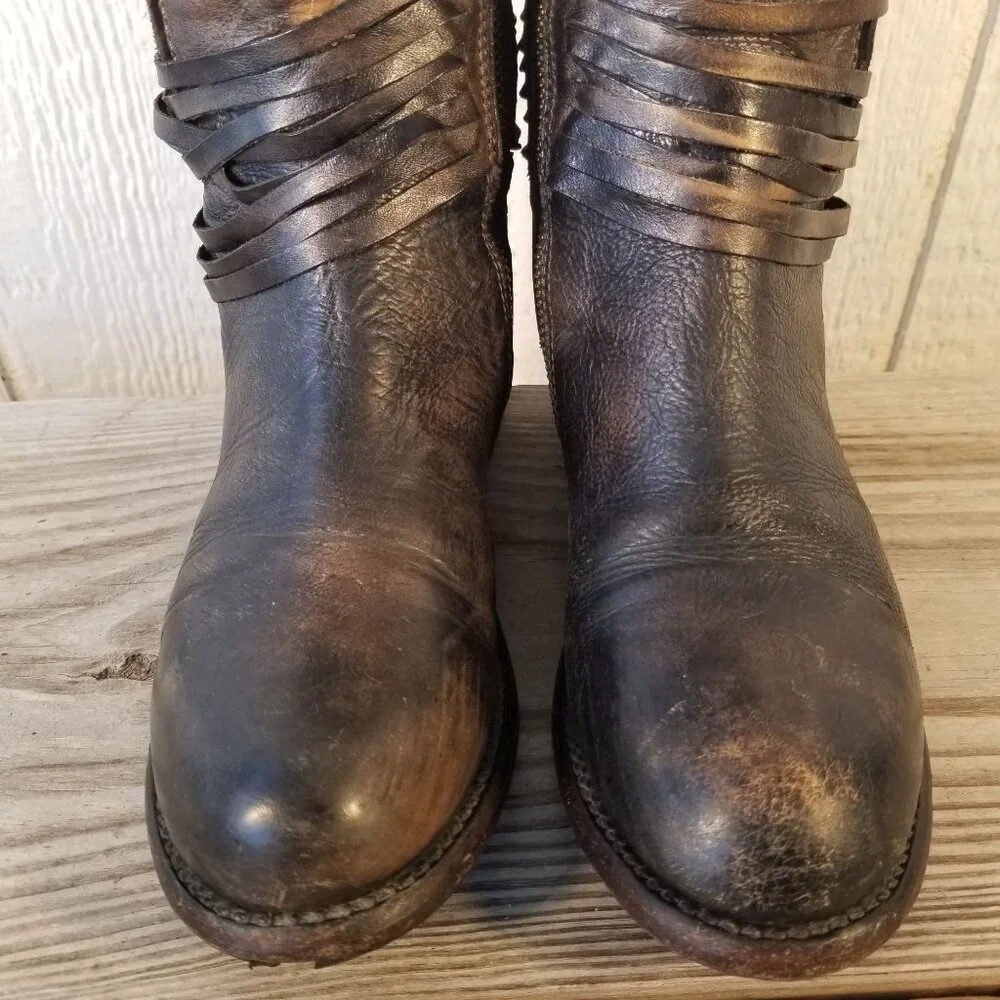 Bed|Stü Cobbler Series Teak Rampton Womens Leather 8in Side Zip Boots 6 B